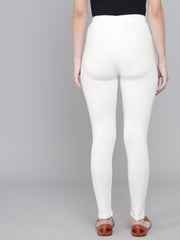 Women's Skinny Fit Ethnic Wear Ankle Length Leggings Off White