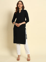 Thread Plus Cotton Flax Kurti Pants for Women White