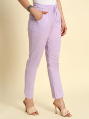 Thread Plus Cotton Flax Kurti Pants for Women Lavender Color