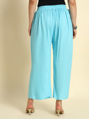 Thread Plus Relaxed Fit Palazzo For Women Sky Blue