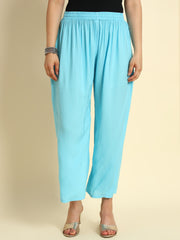 Thread Plus Relaxed Fit Palazzo For Women Sky Blue