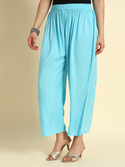 Thread Plus Relaxed Fit Palazzo For Women Sky Blue