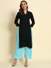 Thread Plus Relaxed Fit Palazzo For Women Sky Blue