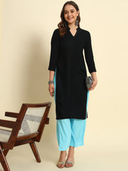 Thread Plus Relaxed Fit Palazzo For Women Sky Blue