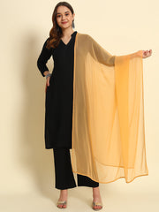 Women's Plain Chiffon Dupatta With Border Lace (Dark Beige)