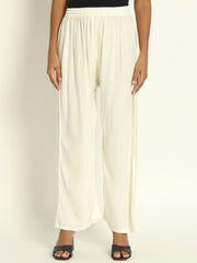 Thread Plus Relaxed Fit Palazzo For Women Cream