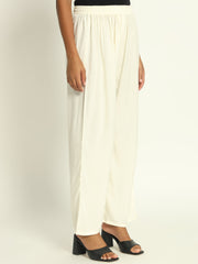 Thread Plus Relaxed Fit Palazzo For Women Cream