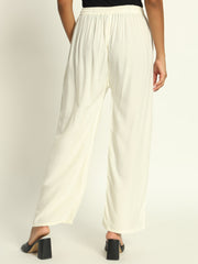 Thread Plus Relaxed Fit Palazzo For Women Cream