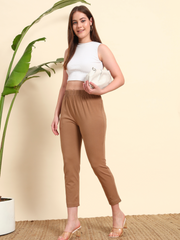 Thread Plus Stretchable Premium Pants with 2 Side Pockets Dark Beige