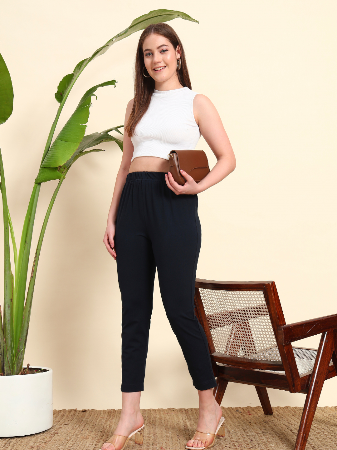 Thread Plus Stretchable Premium Pants with 2 Side Pockets Navy Blue