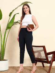 Thread Plus Stretchable Premium Pants with 2 Side Pockets Navy Blue