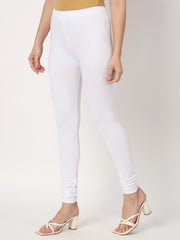 Women's Skinny Fit Ethnic Wear Churidar Leggings White