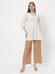 Thread Plus Relaxed Fit Palazzo For Women Beige