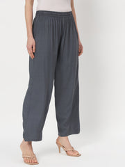 Thread Plus Relaxed Fit Palazzo For Women Dark Grey