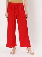 Thread Plus Relaxed Fit Palazzo For Women Red