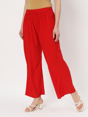 Thread Plus Relaxed Fit Palazzo For Women Red