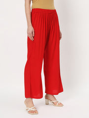 Thread Plus Relaxed Fit Palazzo For Women Red