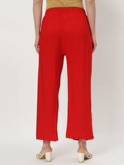 Thread Plus Relaxed Fit Palazzo For Women Red