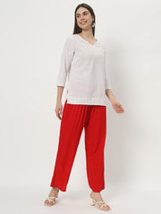 Thread Plus Relaxed Fit Palazzo For Women Red