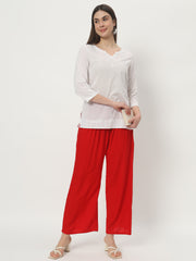 Thread Plus Relaxed Fit Palazzo For Women Red