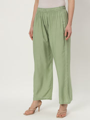 Thread Plus Relaxed Fit Palazzo For Women Pista Green