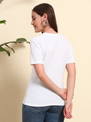 Pure Cotton White T-shirt with Raglan Sleeves