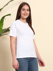 Pure Cotton White T-shirt with Raglan Sleeves