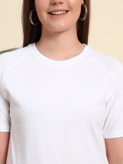 Pure Cotton White T-shirt with Raglan Sleeves