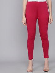 Soft Colors Woolen Raisin Leggings for Women Magenta