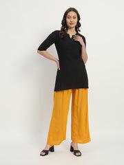 Thread Plus Relaxed Fit Palazzo For Women Mustard