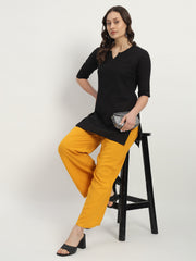 Thread Plus Relaxed Fit Palazzo For Women Mustard