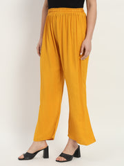 Thread Plus Relaxed Fit Palazzo For Women Mustard