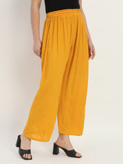 Thread Plus Relaxed Fit Palazzo For Women Mustard