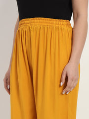 Thread Plus Relaxed Fit Palazzo For Women Mustard