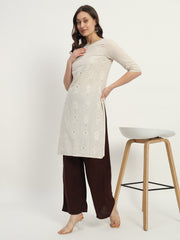 Thread Plus Relaxed Fit Palazzo For Women Coffee