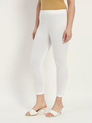 Soft Colors Woolen Raisin Leggings for Women White