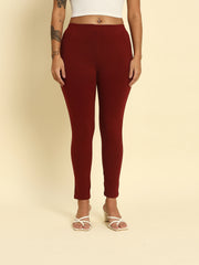 Thread Plus D Pocket Stretchable Solid Cotton Pants for Wine