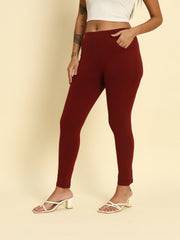 Thread Plus D Pocket Stretchable Solid Cotton Pants for Wine