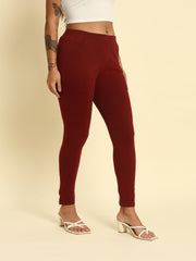 Thread Plus D Pocket Stretchable Solid Cotton Pants for Wine