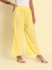 Thread Plus Relaxed Fit Palazzo For Women Mango yellow