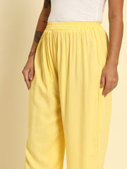 Thread Plus Relaxed Fit Palazzo For Women Mango yellow