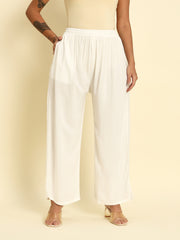 Soft Colors Relaxed Fit Pocket Palazzo Women Off White