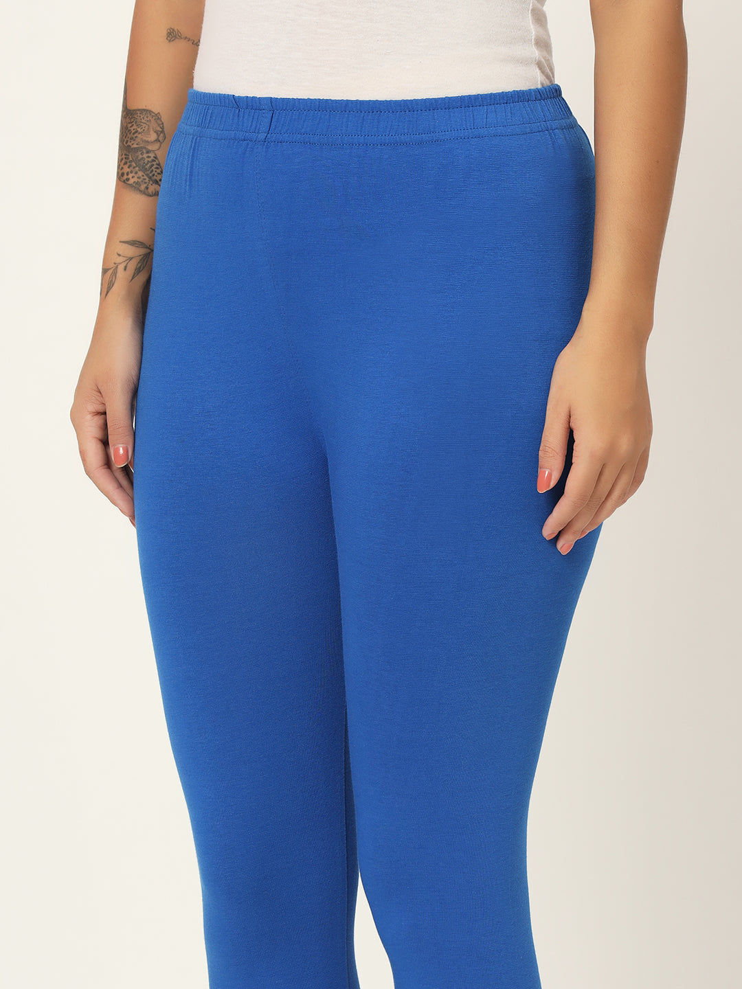 Thread Plus Ankle Length Super Stretchable Solid Cotton Leggings For W