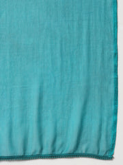 Women's Plain Chiffon Dupatta With Border Lace (Sea Blue)