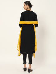 Women's Plain Chiffon Dupatta With Border Lace (Mustard)