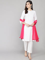 Women's Plain Chiffon Dupatta With Border Lace (Rani)