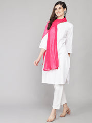 Women's Plain Chiffon Dupatta With Border Lace (Rani)