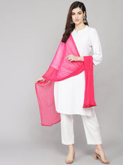 Women's Plain Chiffon Dupatta With Border Lace (Rani)