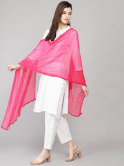 Women's Plain Chiffon Dupatta With Border Lace (Rani)