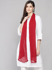 Women's Plain Chiffon Dupatta With Border Lace (Maroon)